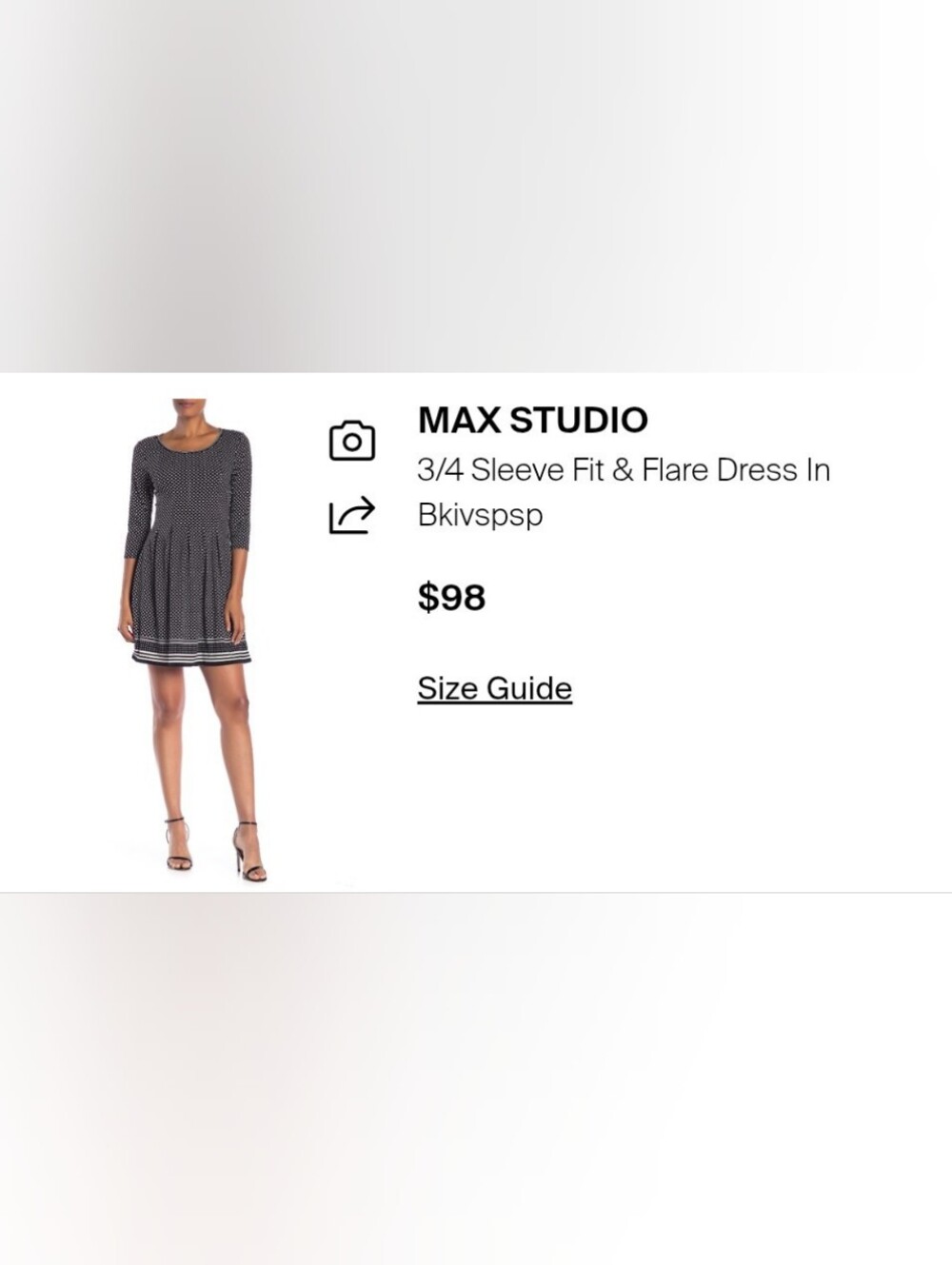 Max Studio Navy and White Floral Long-Sleeve Fit & Flare Dress - Picture 9 of 9
